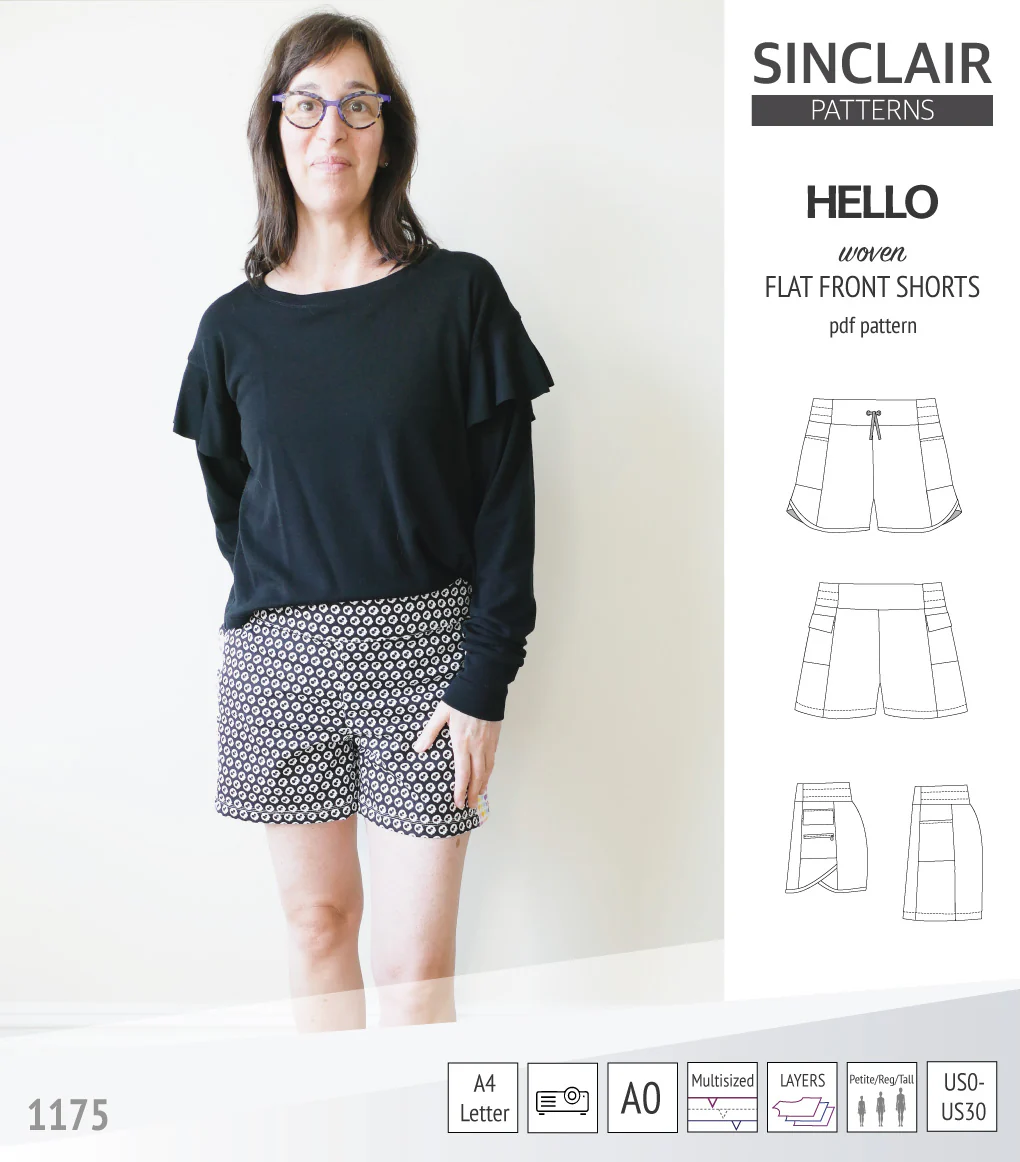 Hello flat front elastic back woven shorts with side panels (PDF) - Image 31