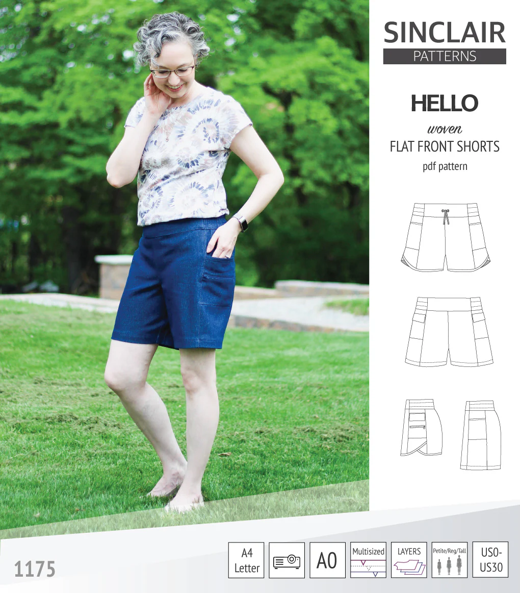 Hello flat front elastic back woven shorts with side panels (PDF) - Image 34