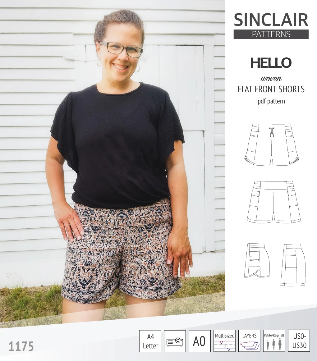 Hello flat front elastic back woven shorts with side panels (PDF) - Image 35