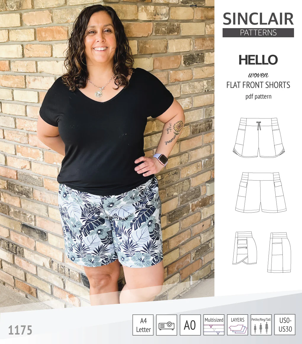 Hello flat front elastic back woven shorts with side panels (PDF) - Image 38