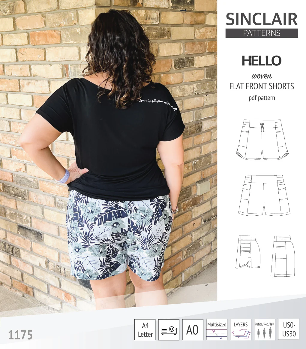 Hello flat front elastic back woven shorts with side panels (PDF) - Image 39