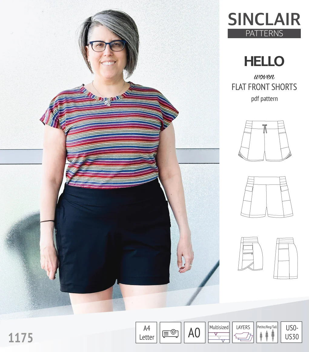 Hello flat front elastic back woven shorts with side panels (PDF) - Image 41