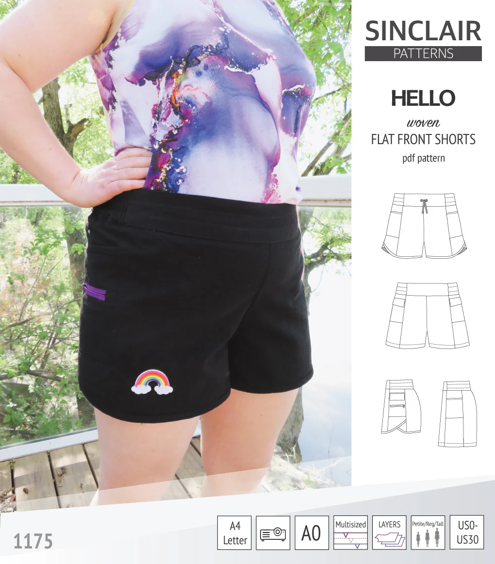 Hello flat front elastic back woven shorts with side panels (PDF) - Image 42