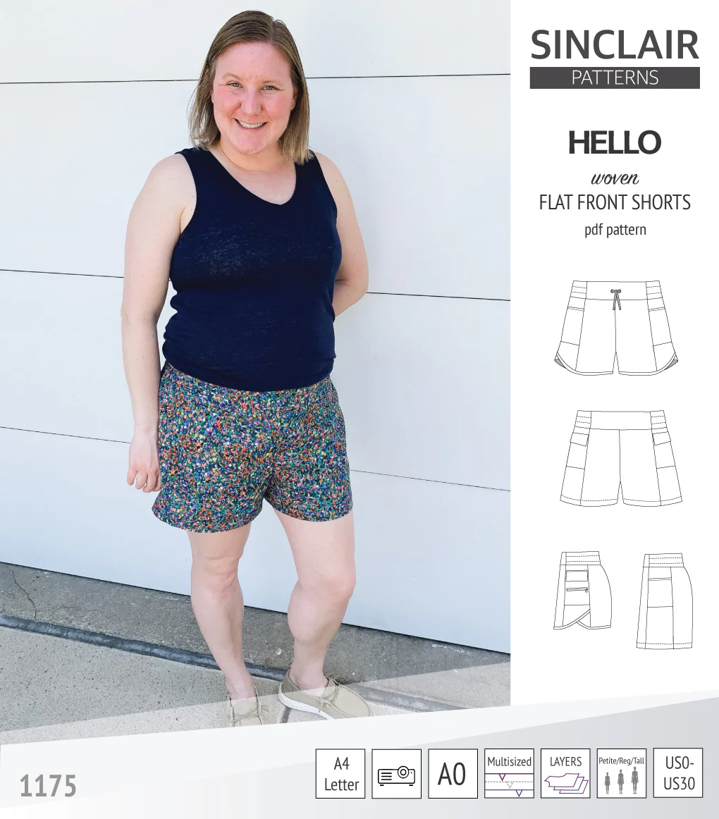 Hello flat front elastic back woven shorts with side panels (PDF) - Image 44