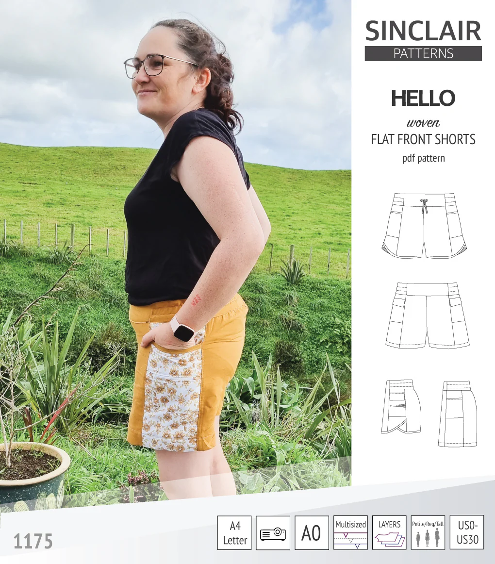 Hello flat front elastic back woven shorts with side panels (PDF) - Image 45