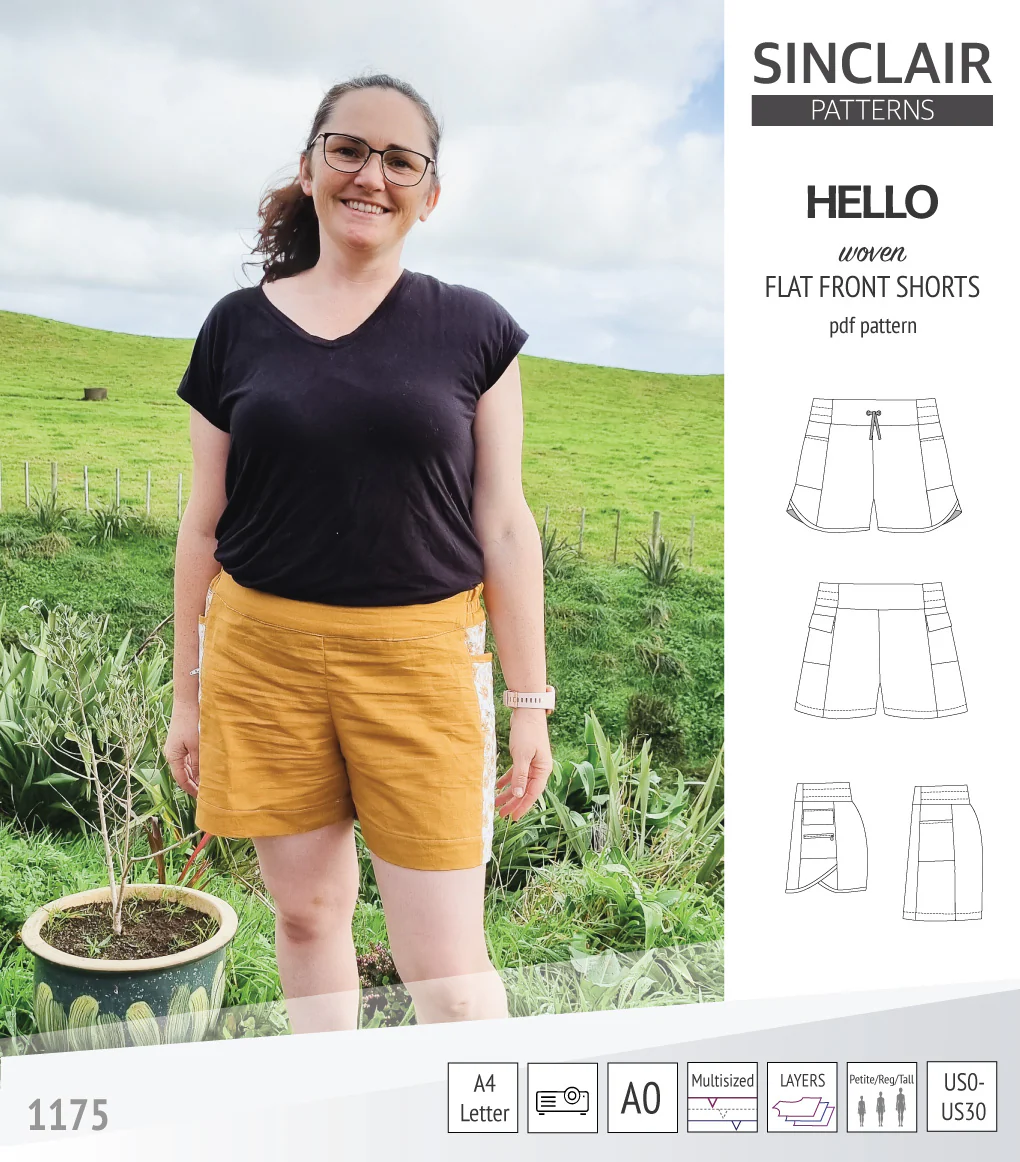 Hello flat front elastic back woven shorts with side panels (PDF) - Image 46
