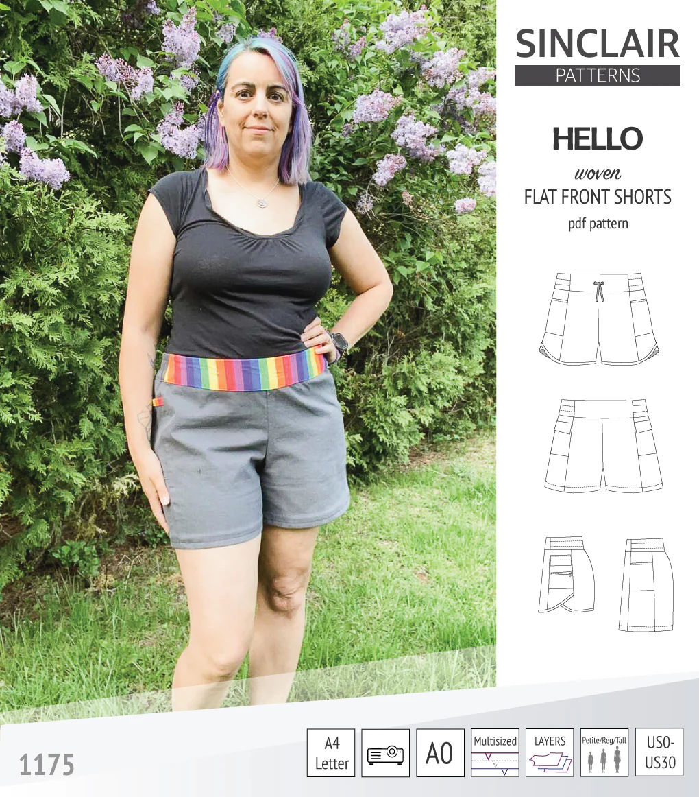Hello flat front elastic back woven shorts with side panels (PDF) - Image 49