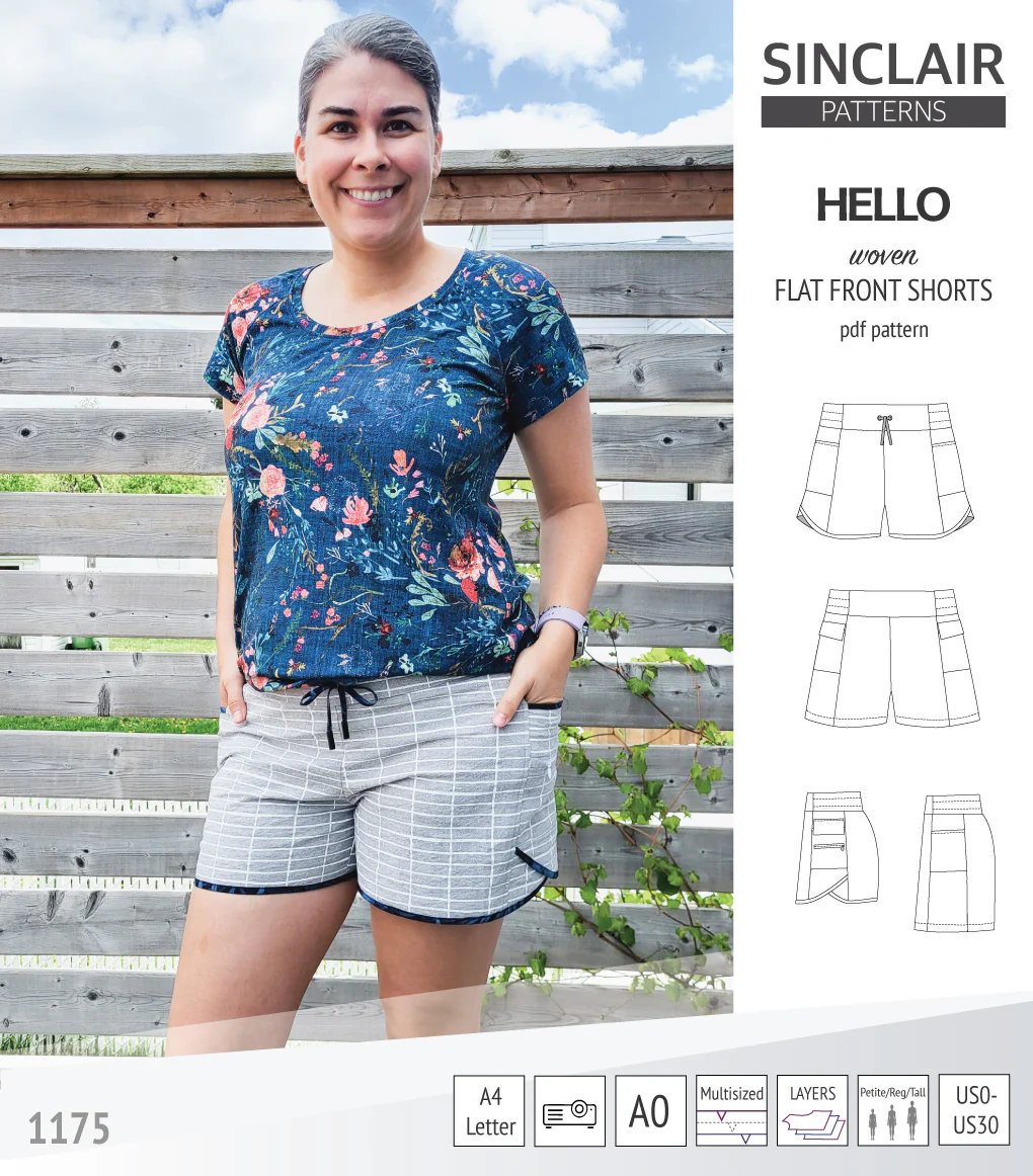 Hello flat front elastic back woven shorts with side panels (PDF) - Image 5