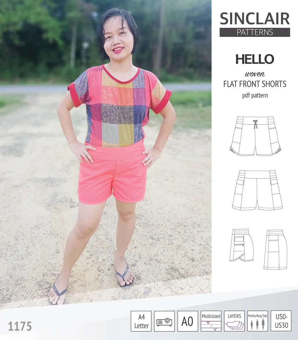 Hello flat front elastic back woven shorts with side panels (PDF) - Image 50