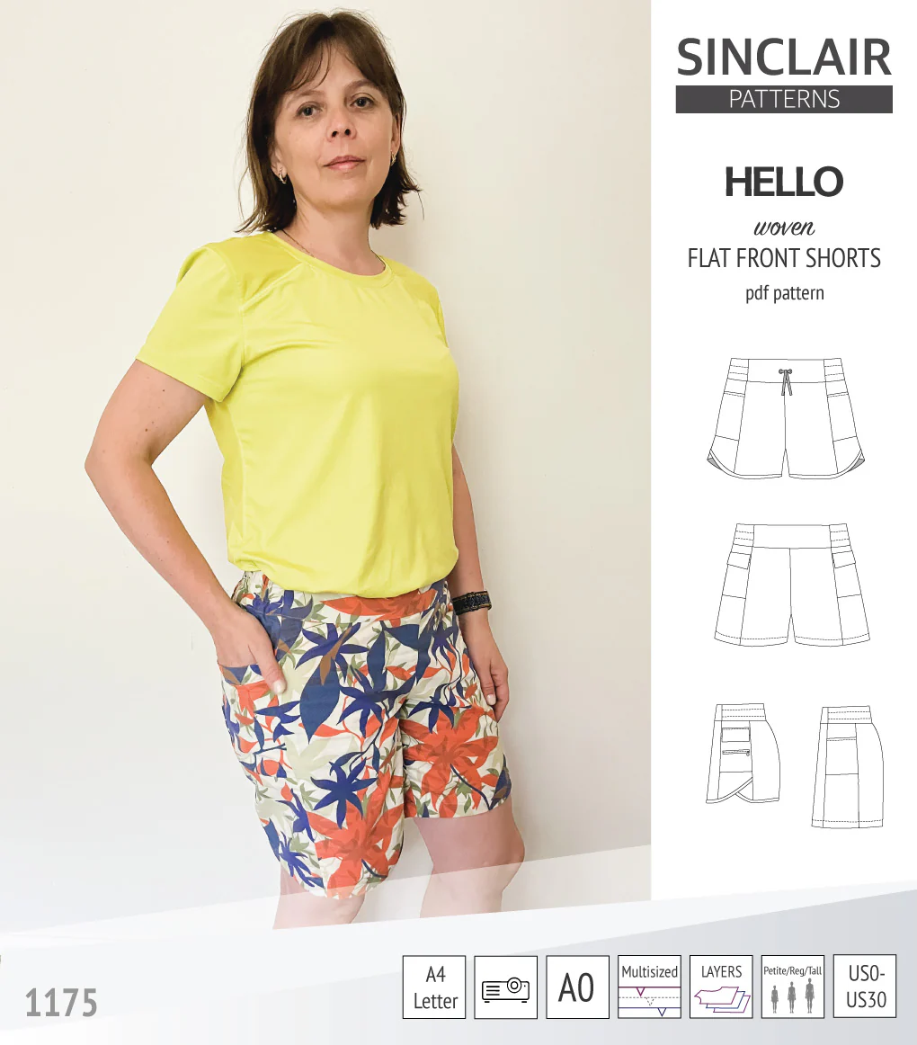 Hello flat front elastic back woven shorts with side panels (PDF) - Image 51
