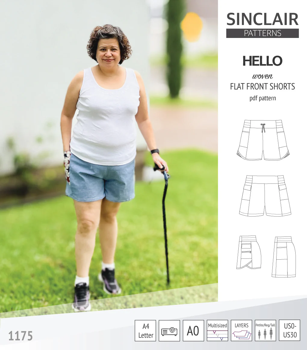 Hello flat front elastic back woven shorts with side panels (PDF) - Image 52