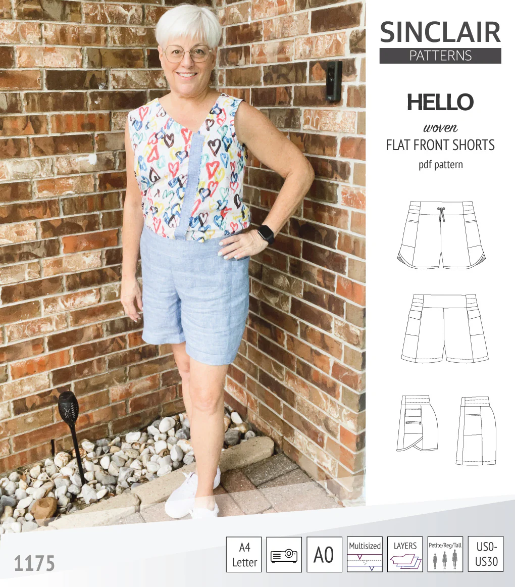 Hello flat front elastic back woven shorts with side panels (PDF) - Image 53