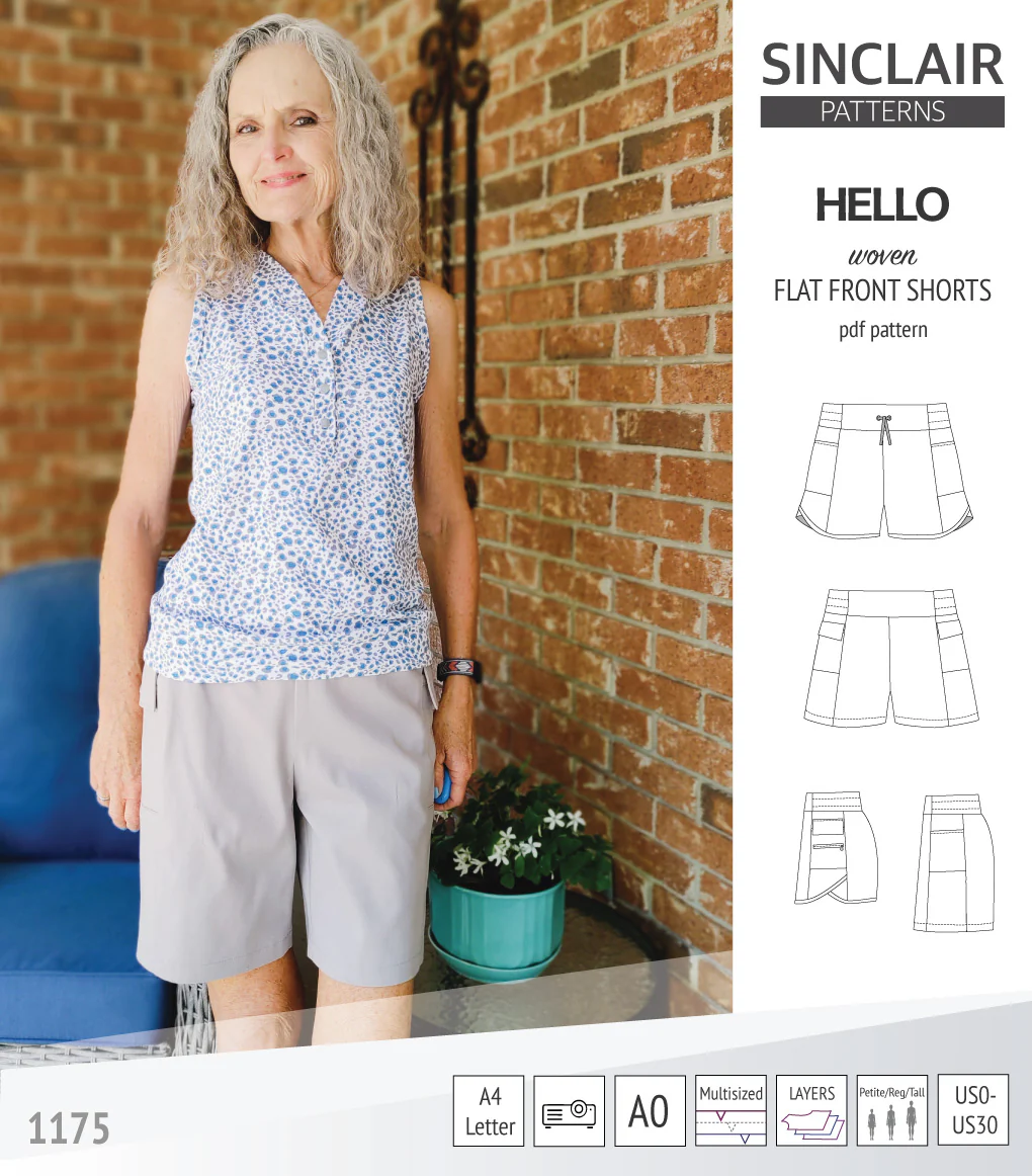 Hello flat front elastic back woven shorts with side panels (PDF) - Image 55