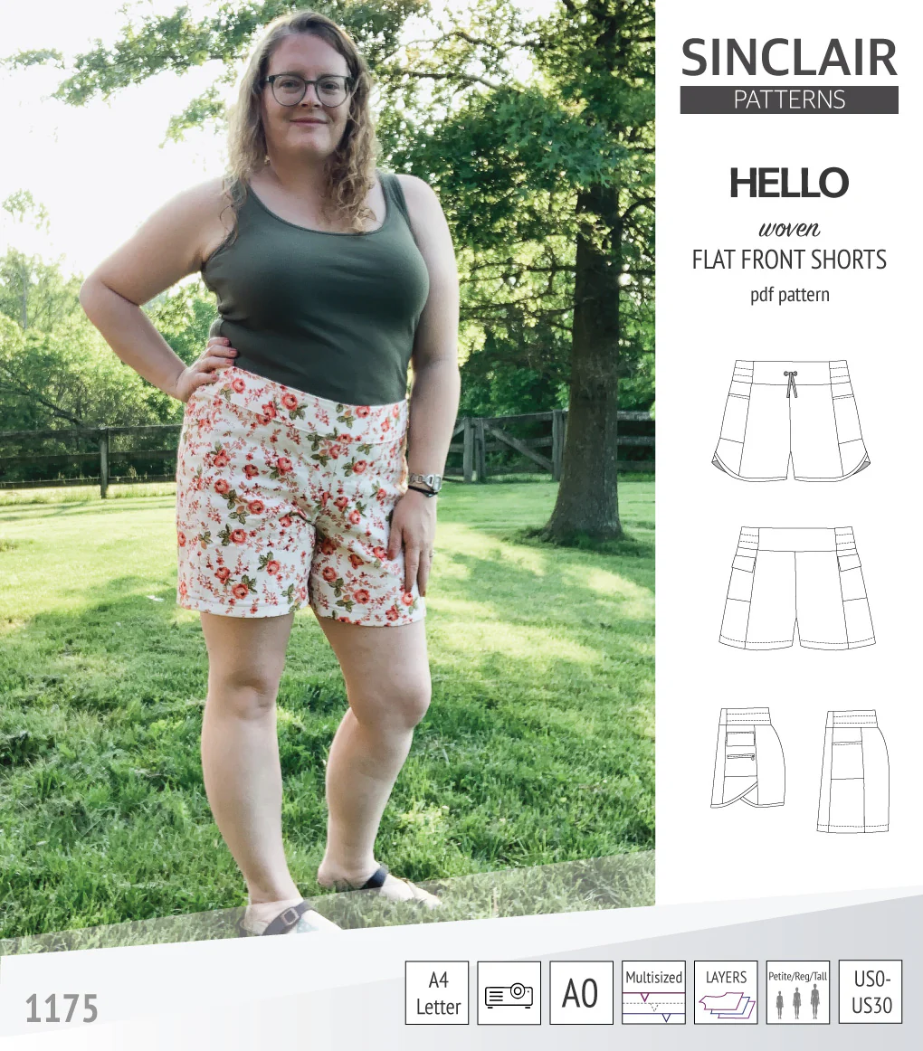 Hello flat front elastic back woven shorts with side panels (PDF) - Image 56