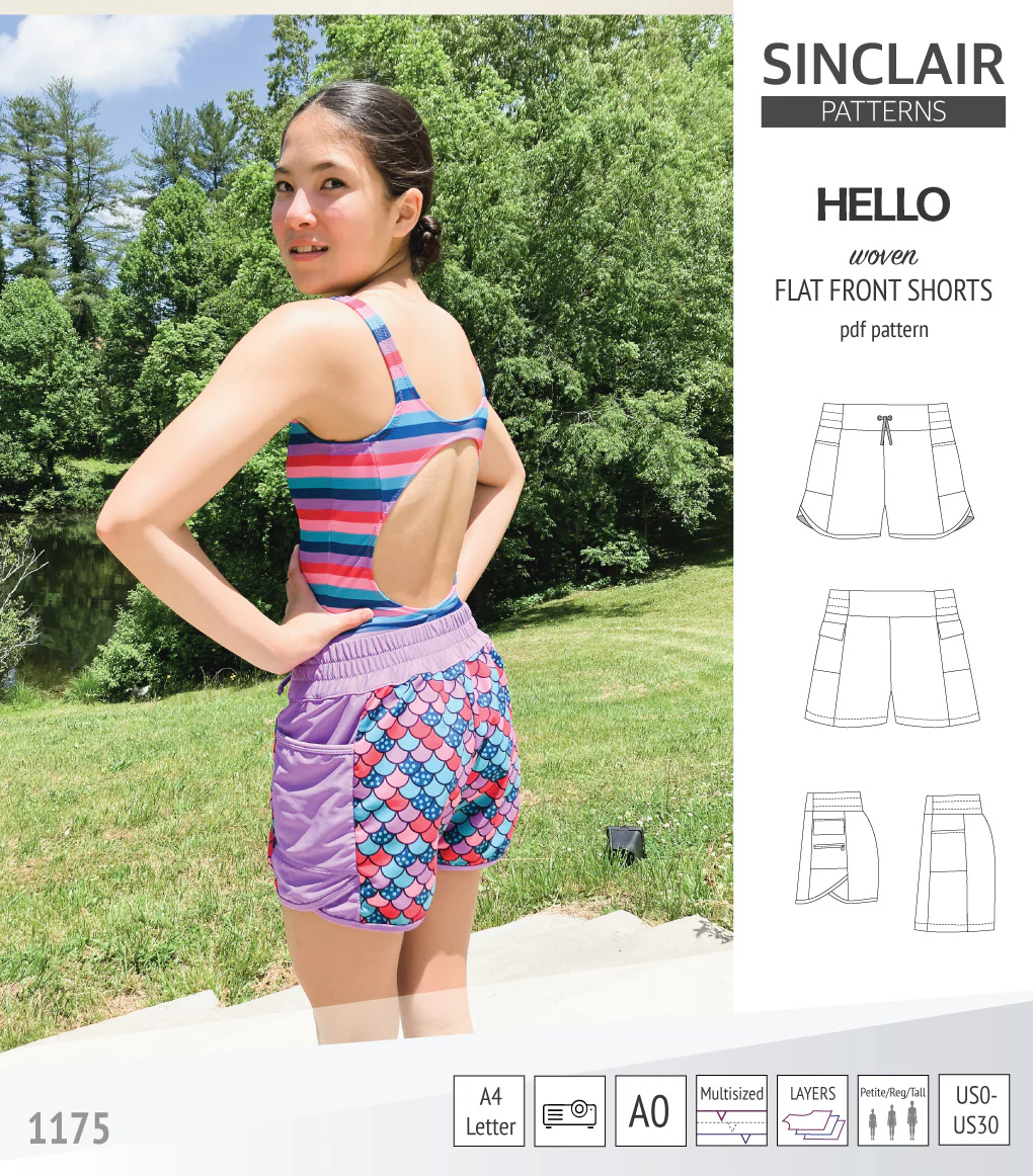 Hello flat front elastic back woven shorts with side panels (PDF) - Image 58