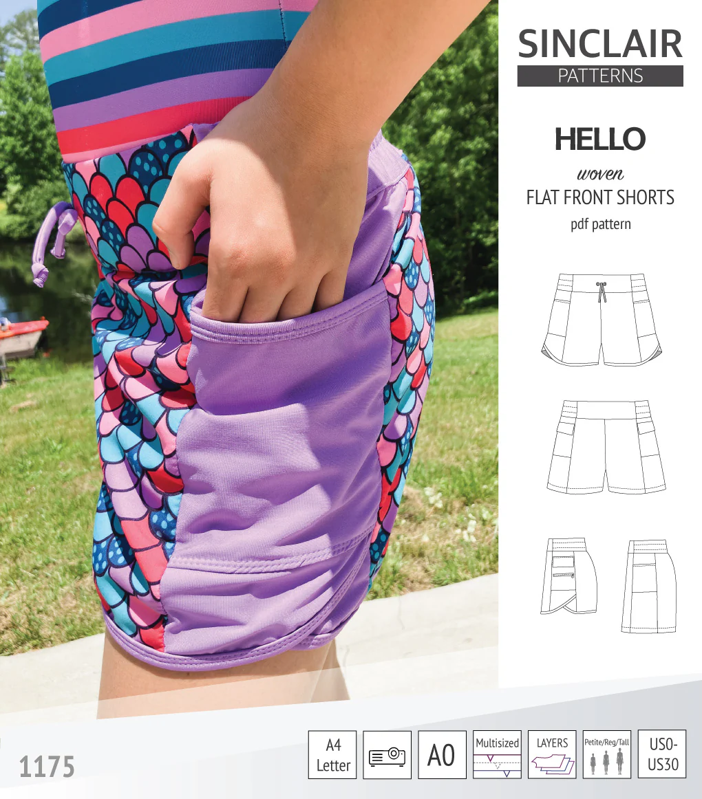 Hello flat front elastic back woven shorts with side panels (PDF) - Image 59