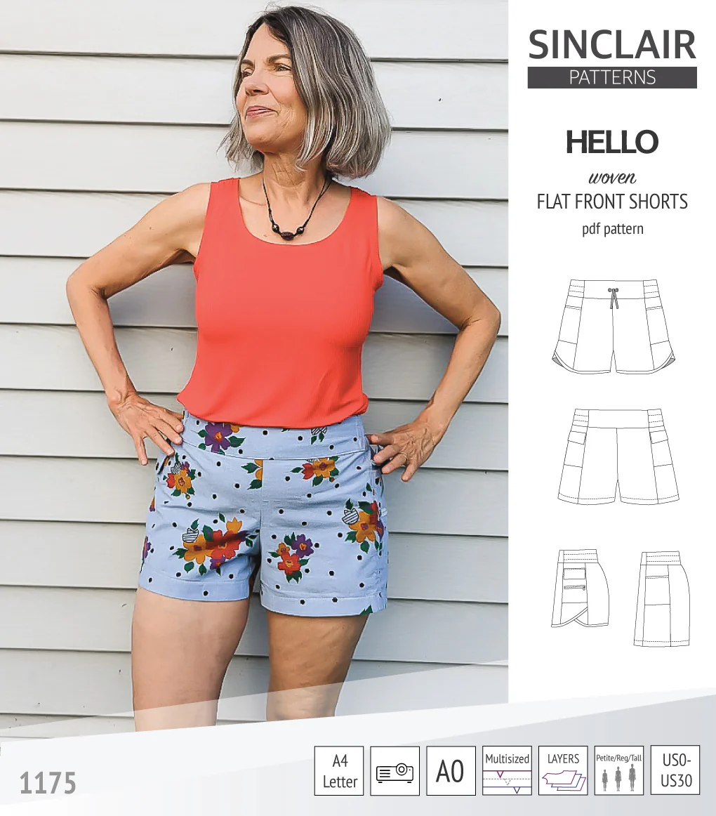 Hello flat front elastic back woven shorts with side panels (PDF) - Image 6