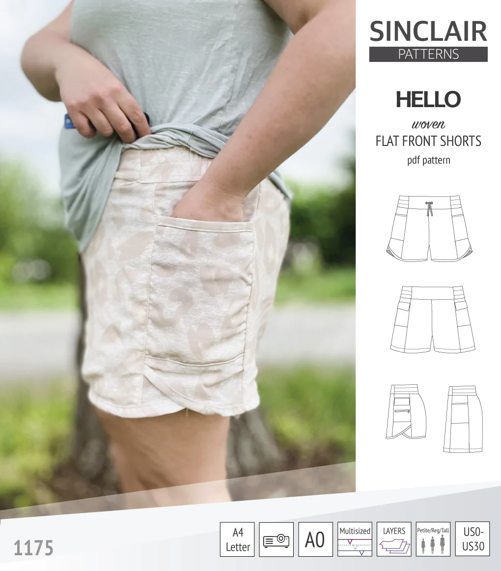 Hello flat front elastic back woven shorts with side panels (PDF) - Image 60