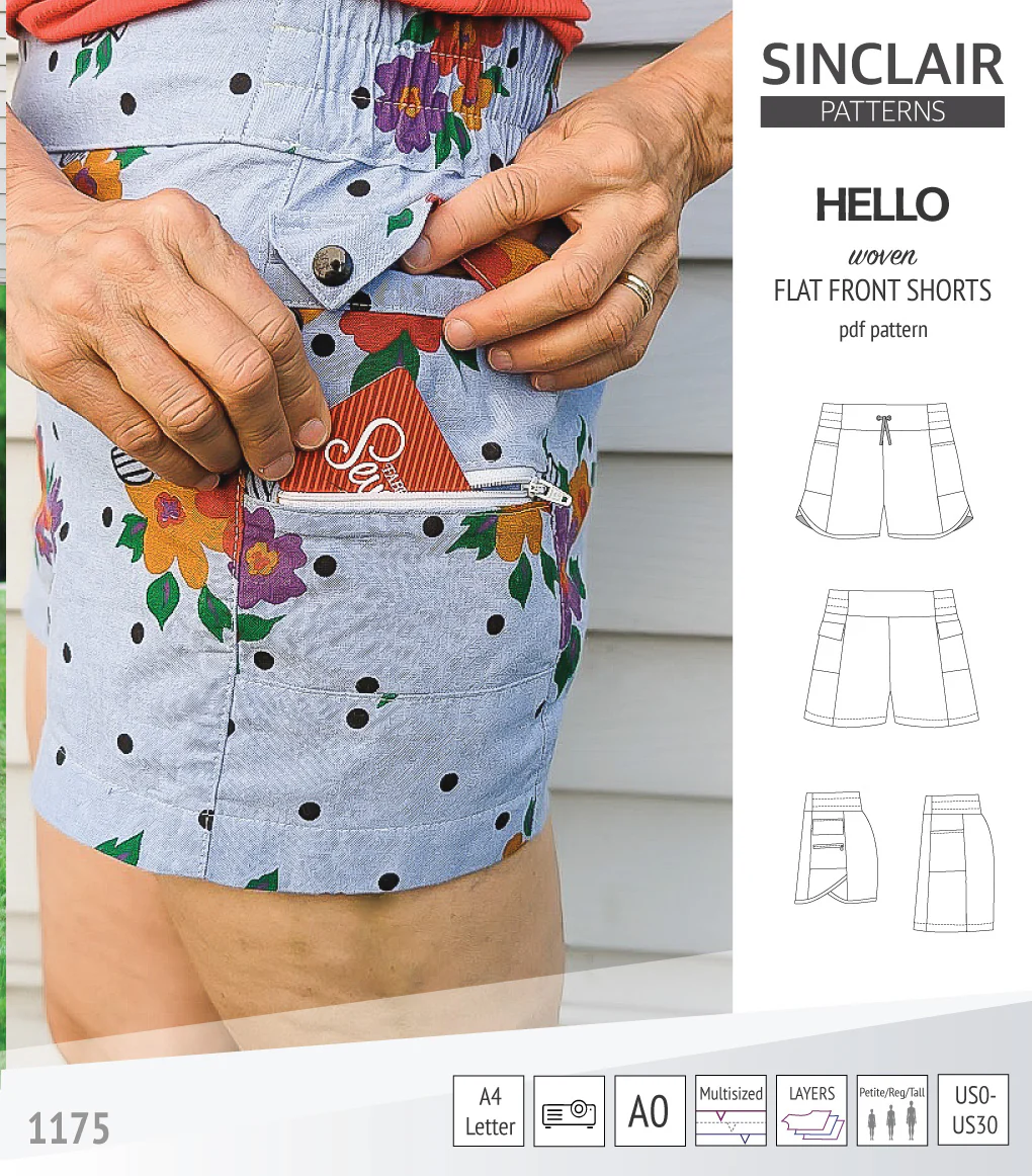 Hello flat front elastic back woven shorts with side panels (PDF) - Image 8