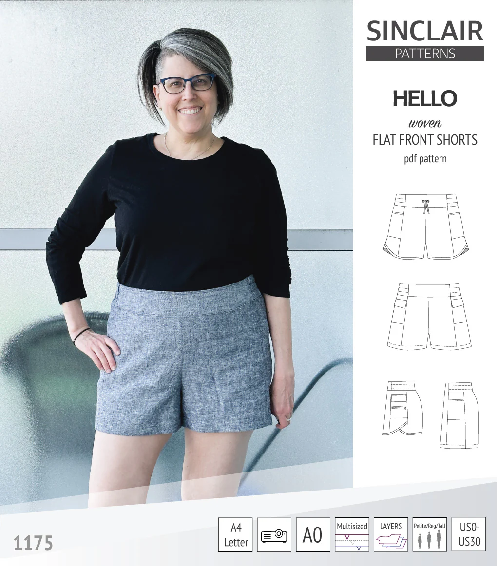 Hello flat front elastic back woven shorts with side panels (PDF) - Image 9