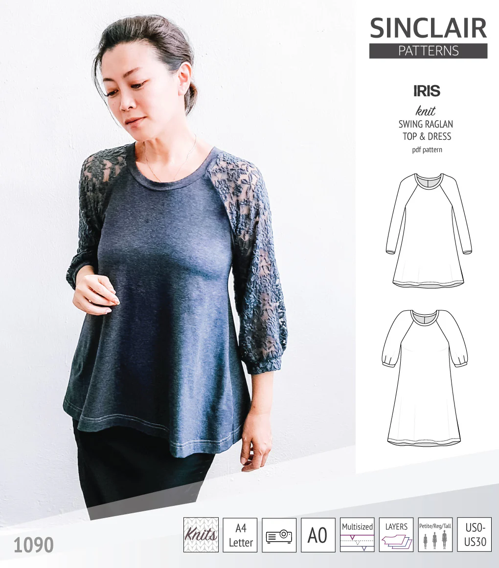 Iris raglan swing top, tunic and dress for knit fabrics (PDF) - Image 6
