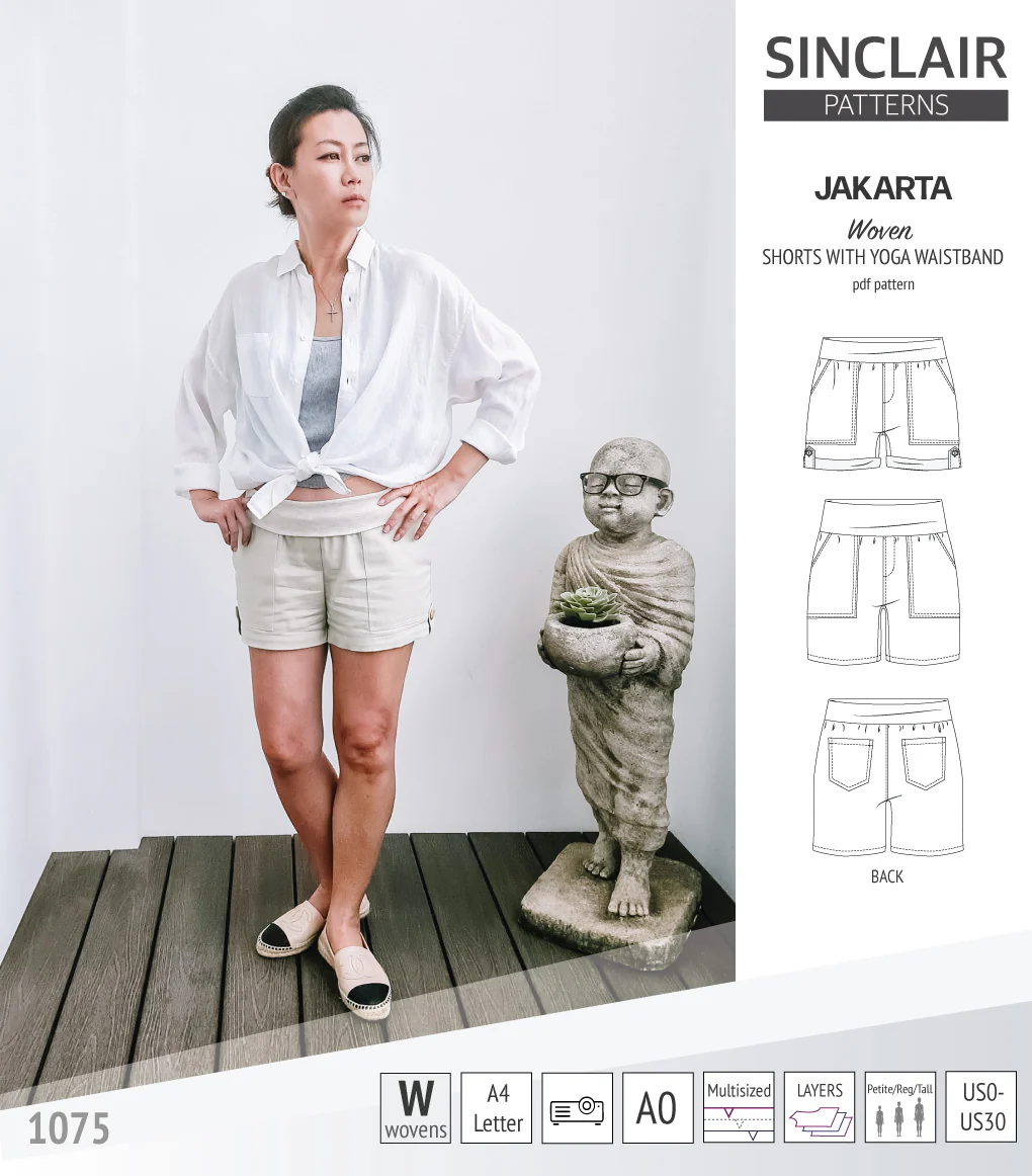 Jakarta shorts for woven fabrics with yoga waistband and pockets (PDF) - Image 21