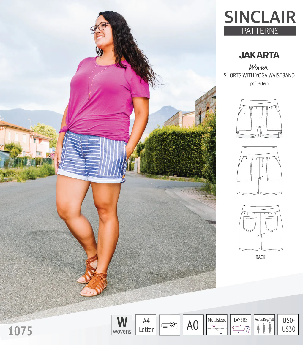 Jakarta shorts for woven fabrics with yoga waistband and pockets (PDF) - Image 3