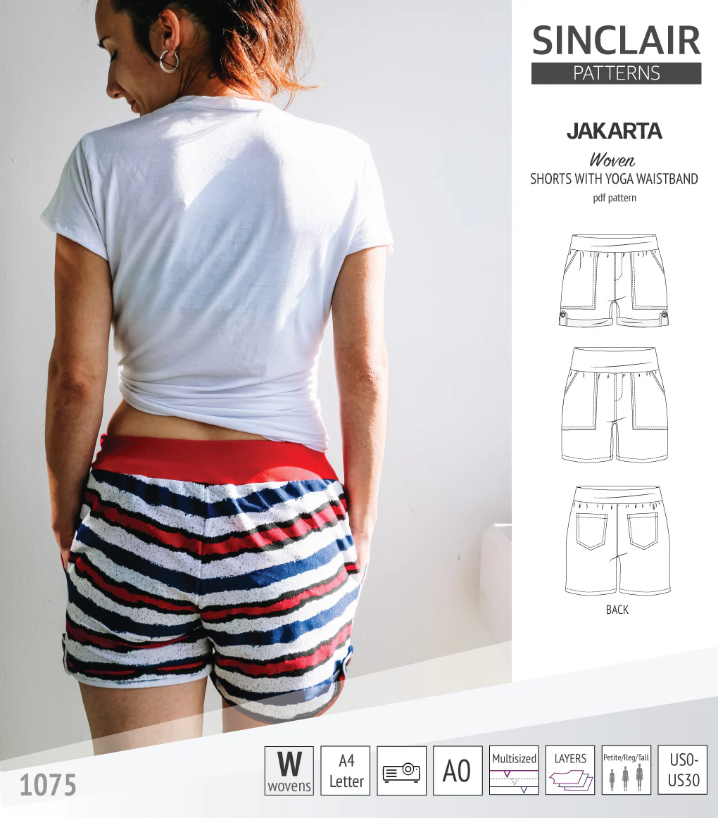 Jakarta shorts for woven fabrics with yoga waistband and pockets (PDF) - Image 32