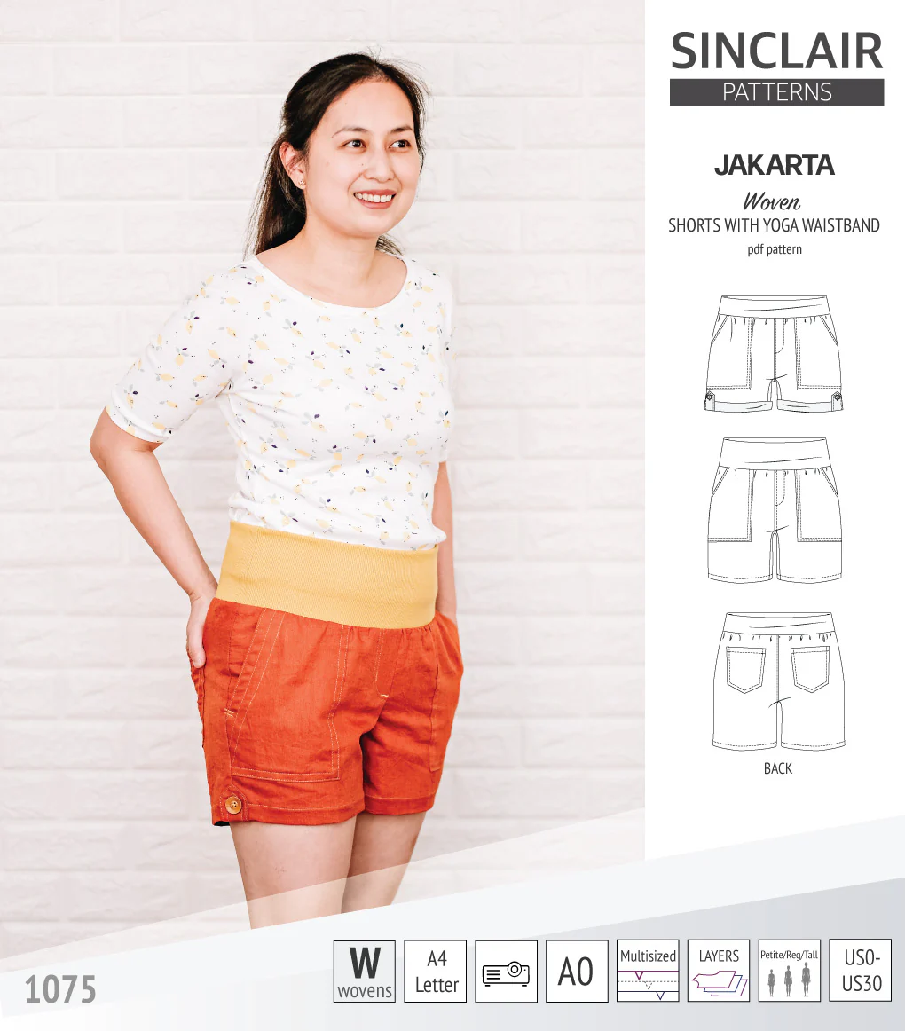 Jakarta shorts for woven fabrics with yoga waistband and pockets (PDF) - Image 36