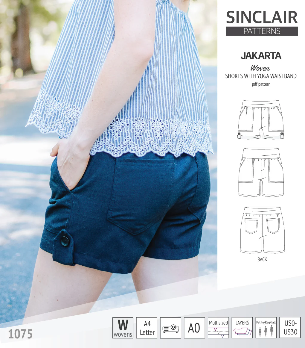 Jakarta shorts for woven fabrics with yoga waistband and pockets (PDF) - Image 45