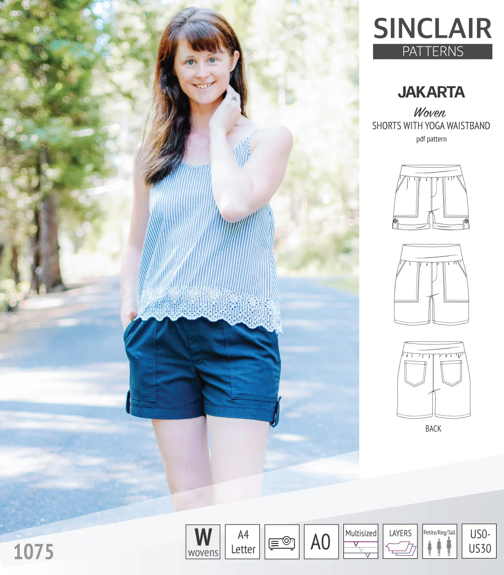 Jakarta shorts for woven fabrics with yoga waistband and pockets (PDF) - Image 46