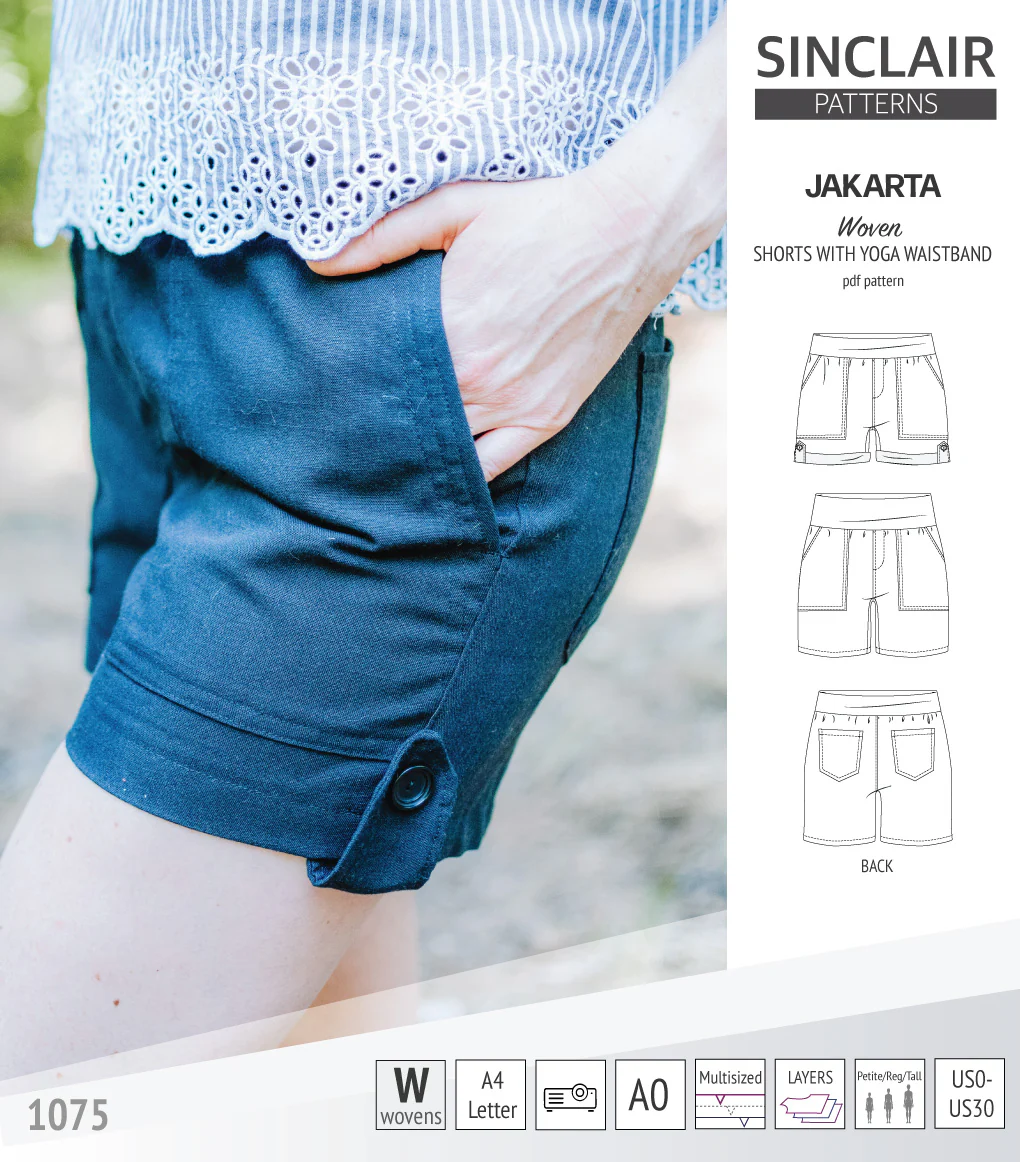 Jakarta shorts for woven fabrics with yoga waistband and pockets (PDF) - Image 47