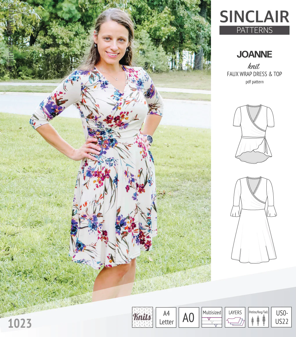Joanne faux wrap knit dress with flared skirt (PDF) - Image 10