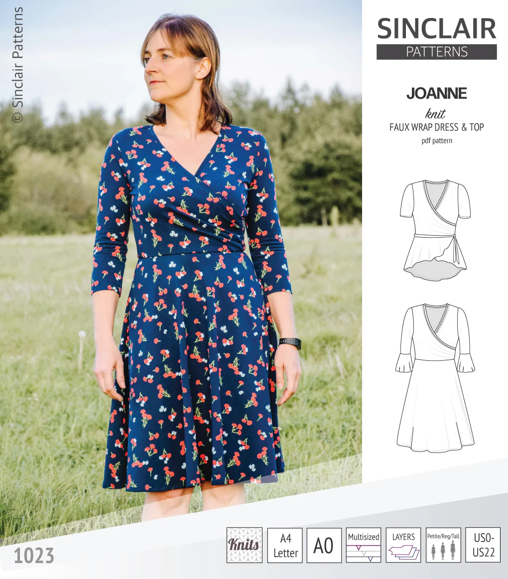 Joanne faux wrap knit dress with flared skirt (PDF) - Image 11