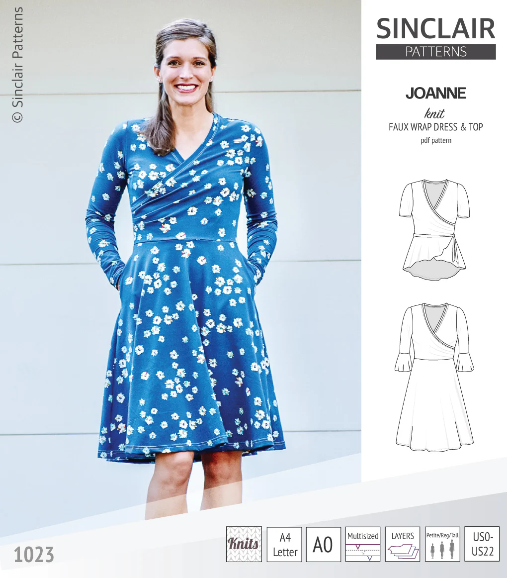 Joanne faux wrap knit dress with flared skirt (PDF) - Image 14
