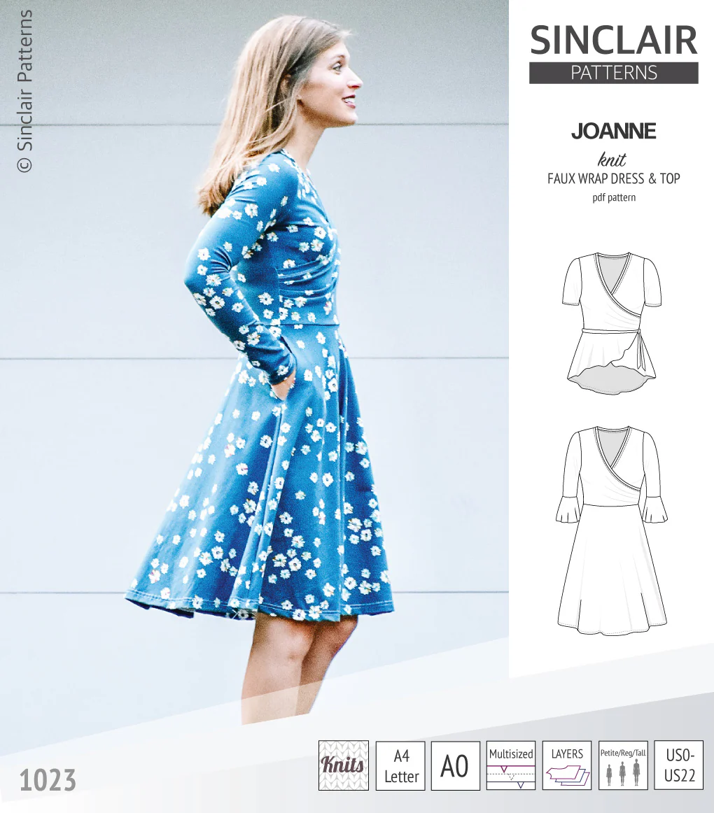 Joanne faux wrap knit dress with flared skirt (PDF) - Image 15