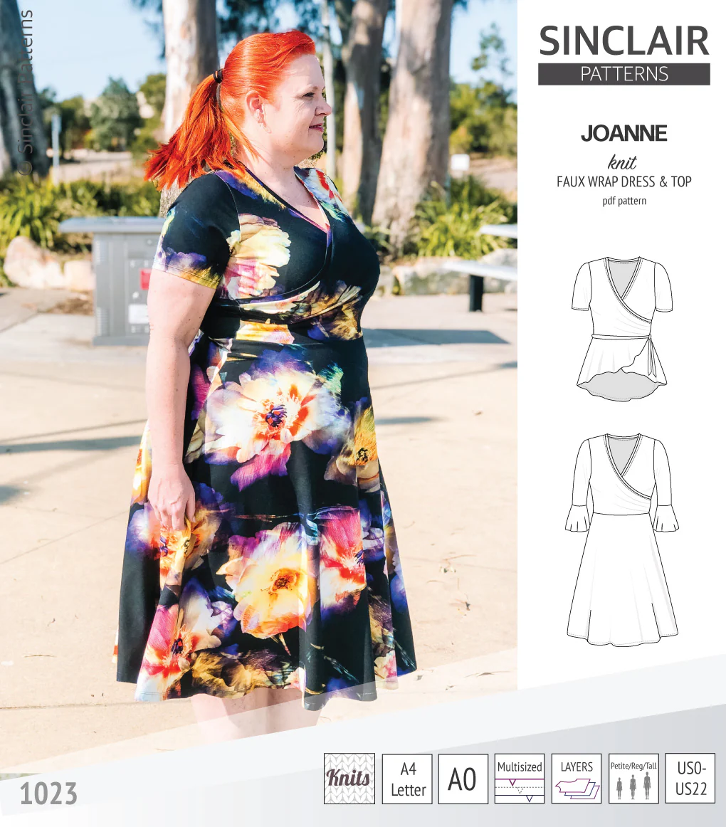 Joanne faux wrap knit dress with flared skirt (PDF) - Image 16