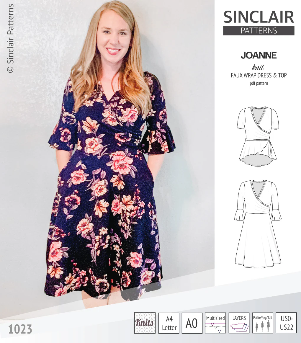 Joanne faux wrap knit dress with flared skirt (PDF) - Image 18