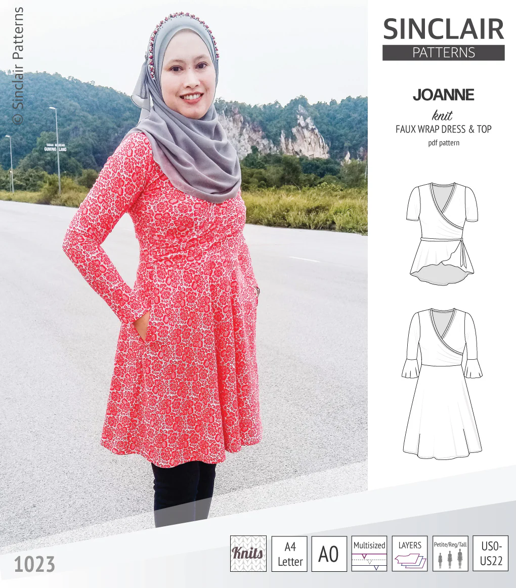 Joanne faux wrap knit dress with flared skirt (PDF) - Image 20