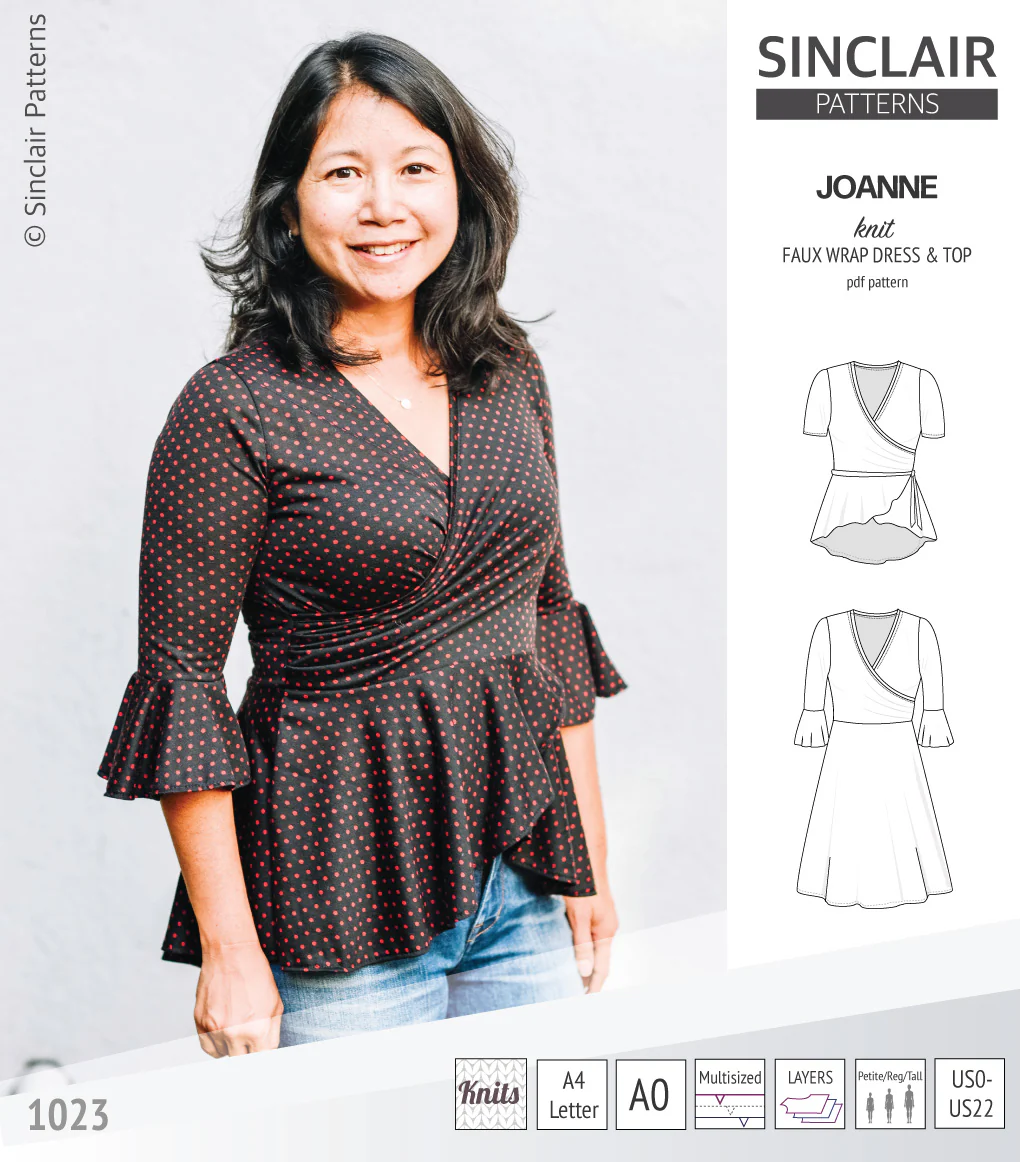 Joanne faux wrap knit dress with flared skirt (PDF) - Image 21