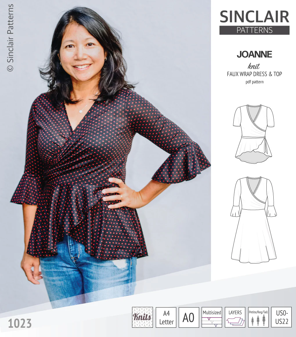 Joanne faux wrap knit dress with flared skirt (PDF) - Image 22