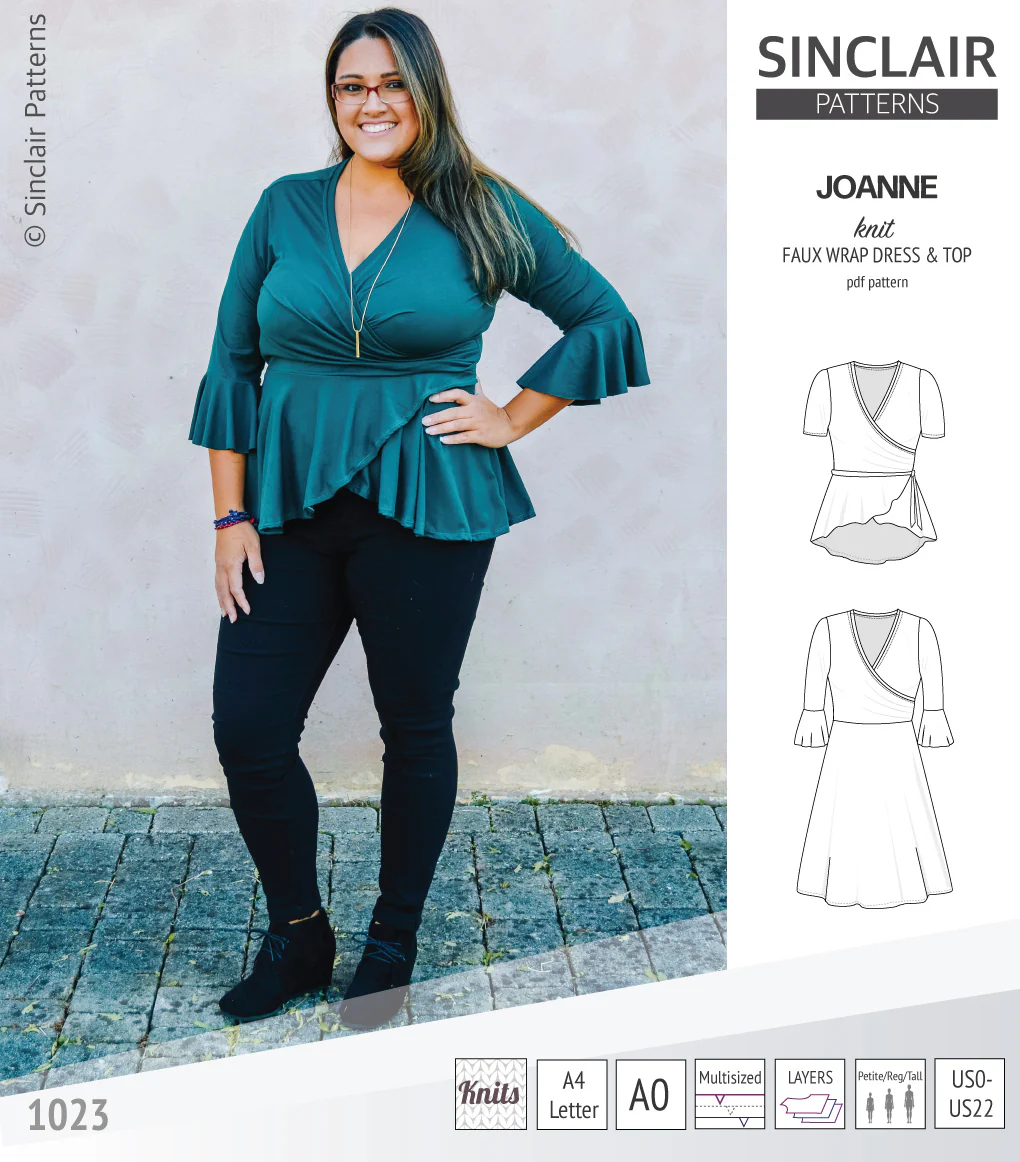 Joanne faux wrap knit dress with flared skirt (PDF) - Image 29