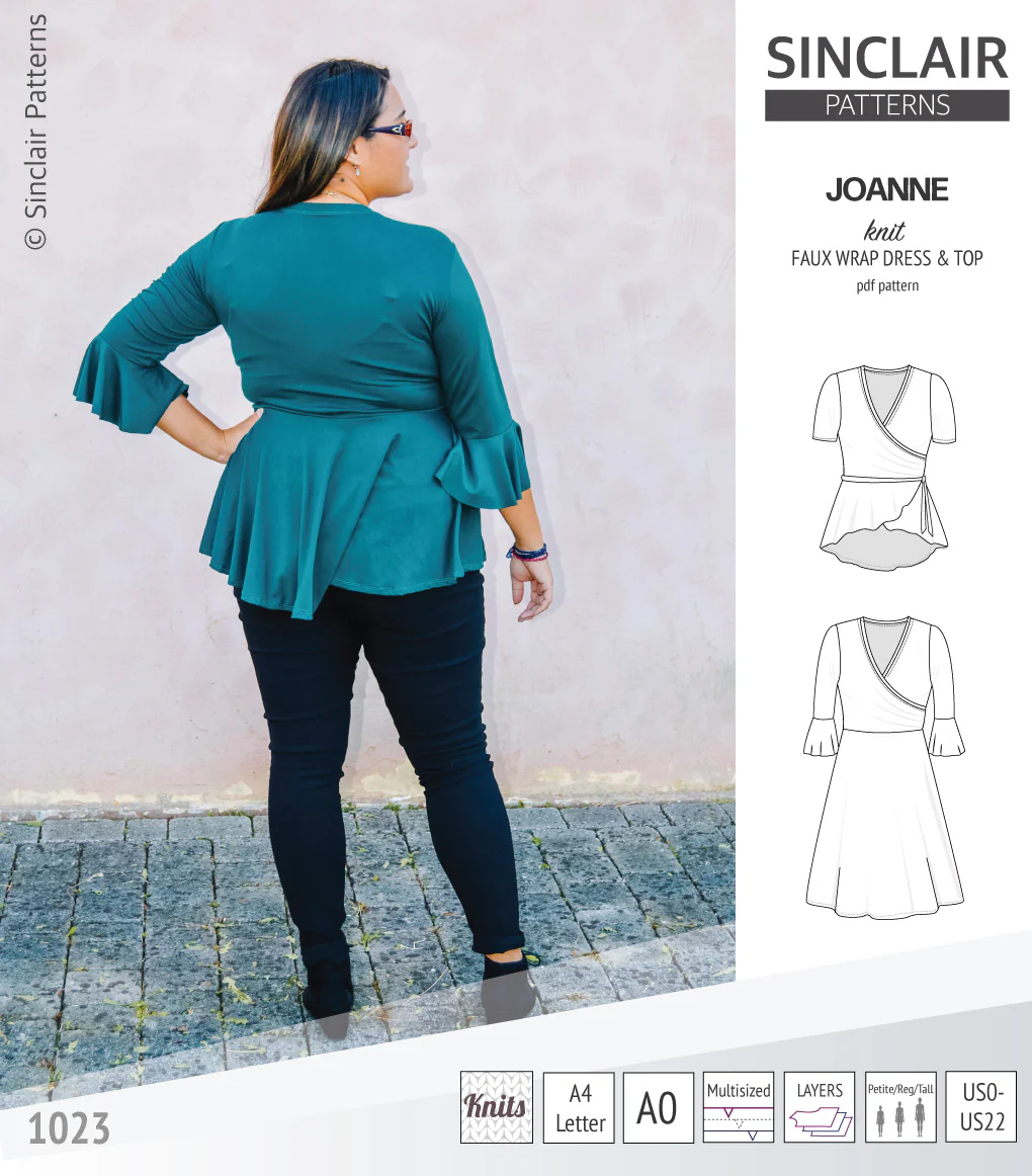 Joanne faux wrap knit dress with flared skirt (PDF) - Image 30