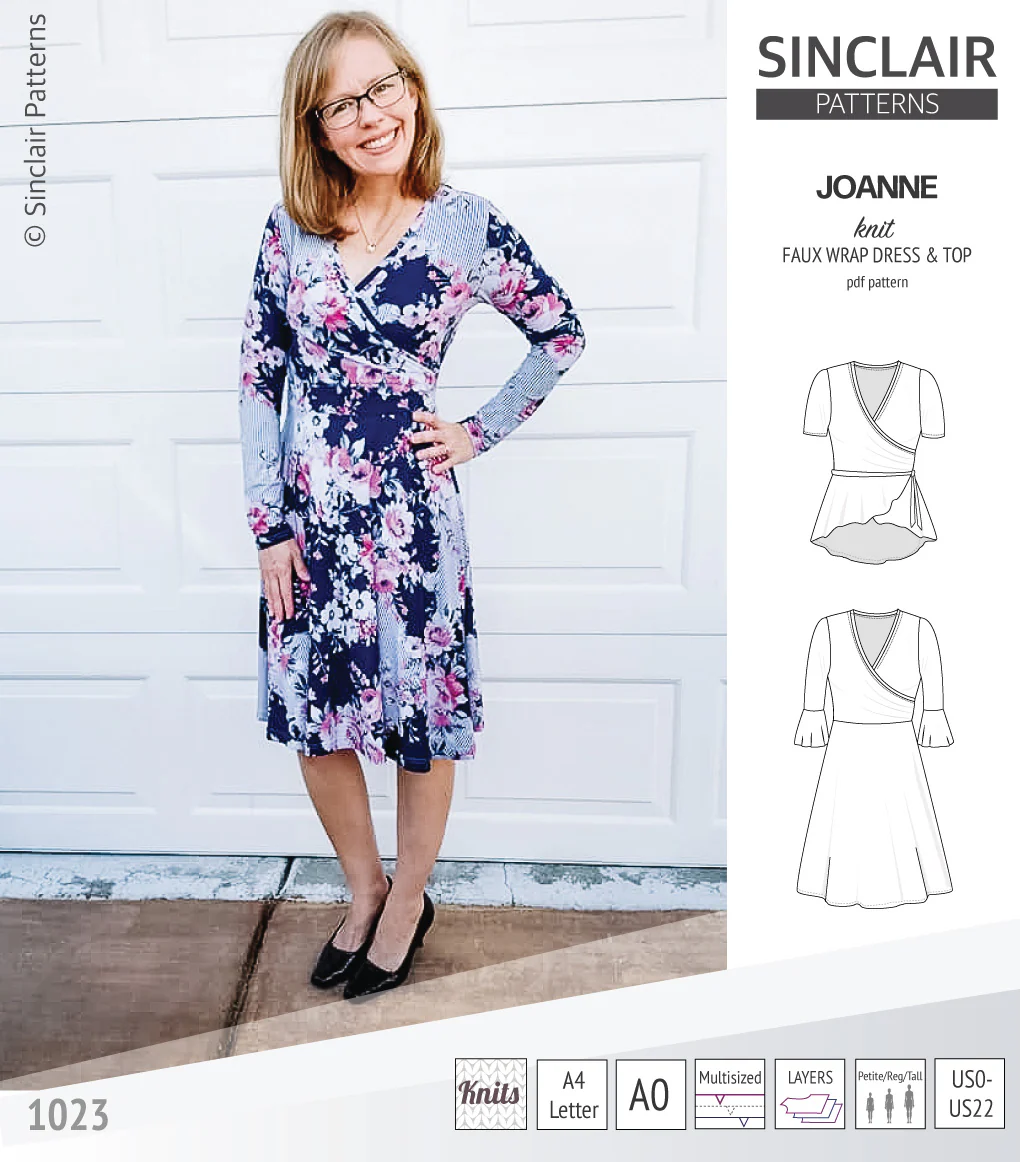 Joanne faux wrap knit dress with flared skirt (PDF) - Image 31