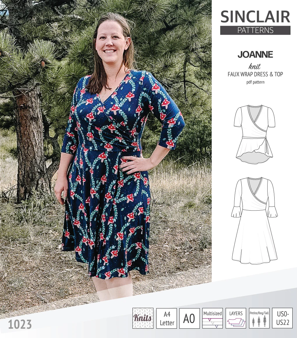Joanne faux wrap knit dress with flared skirt (PDF) - Image 32
