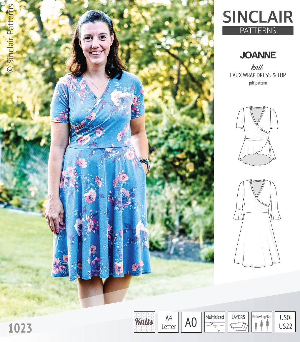 Joanne faux wrap knit dress with flared skirt (PDF) - Image 33