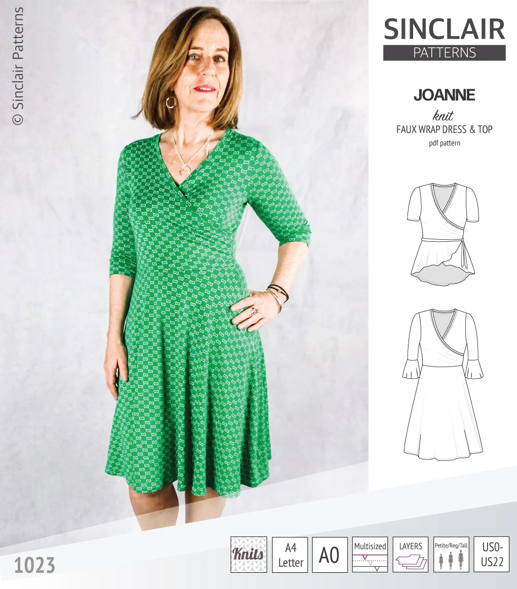 Joanne faux wrap knit dress with flared skirt (PDF) - Image 7