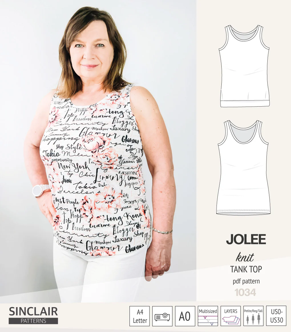 Jolee knit longline tank top sewing pattern (PDF) - Image 5