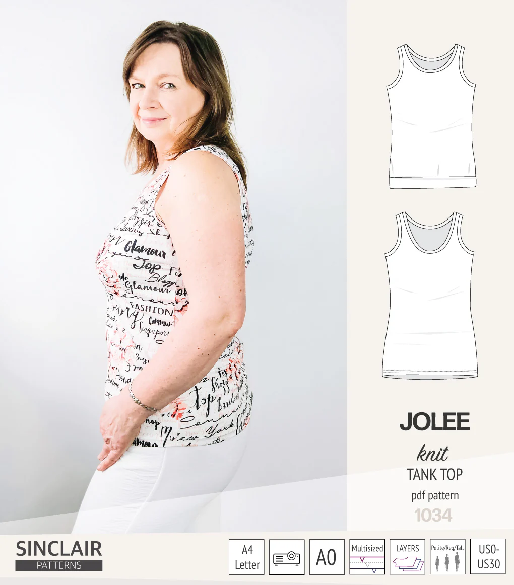 Jolee knit longline tank top sewing pattern (PDF) - Image 6