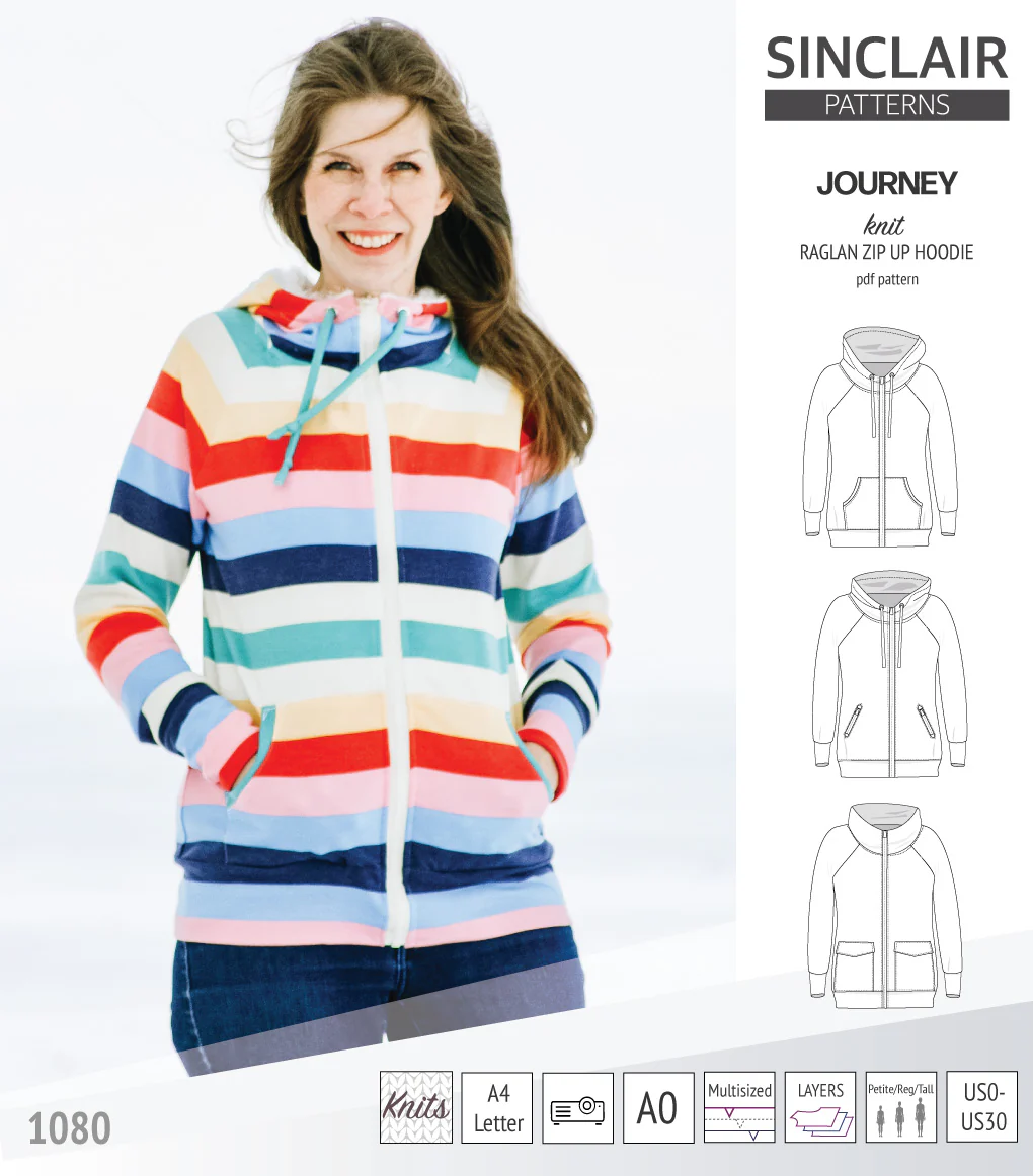 Journey zip up knit raglan hoodie with different pocket styles (PDF) - Image 10
